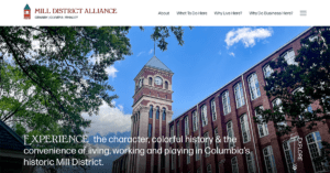 The Columbia, SC Mill District Alliance website by HLJ Creative