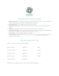 HLJ Creative Support Hours Rates